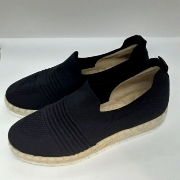 Adrienne Vittadini Sport/Nico Black Knit Jute Espadrilles Slip-On Size 7,5 - Picture 1 of 8